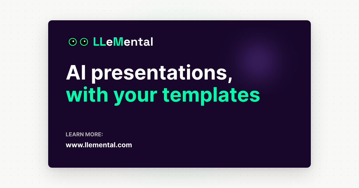Step-by-step workflow showing how to create AI presentations using existing PowerPoint brand templates in LLeMental