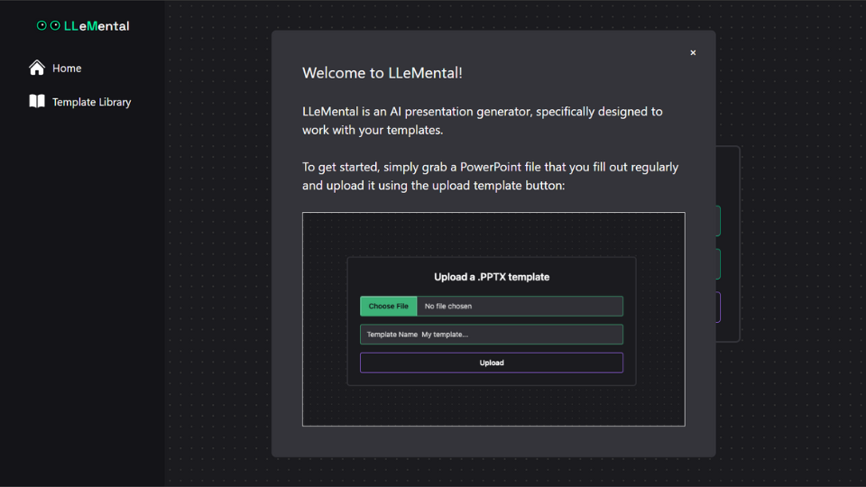 Welcome to LLeMental modal explaining template-based AI presentation automation