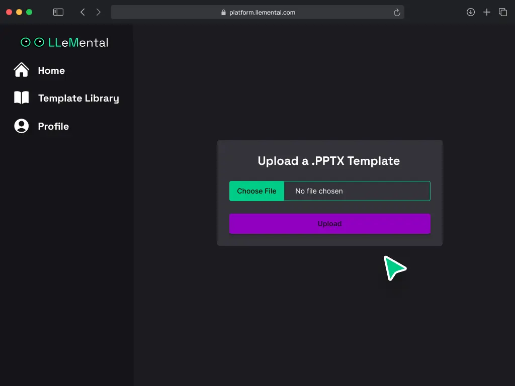 Document automation library dashboard showing organized presentation templates